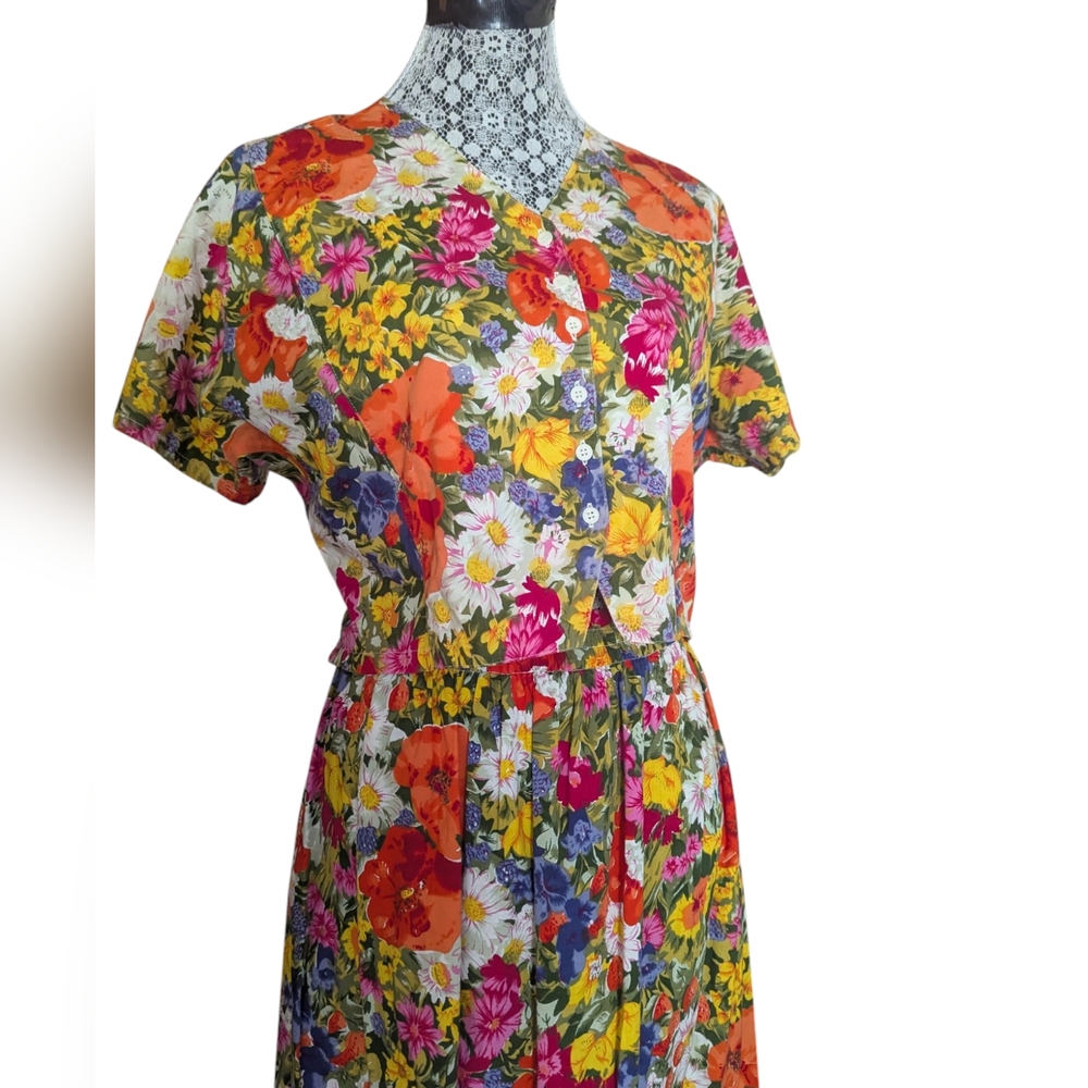 Vintage Floral Multicolor Skirt & Matching Top - Picture 4 of 13